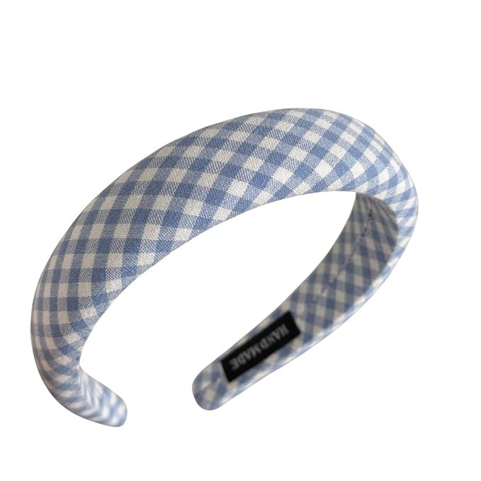 Blue White Striped Knotted Headbands for Women Top Knot Plaid Gingham Hairband Makeup Face Wash H... | Amazon (US)