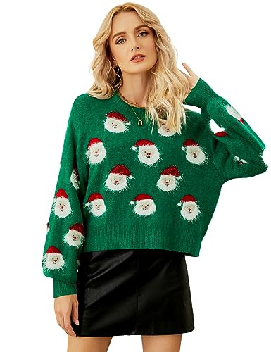 Yimoon Ugly Christmas Sweater for Women Xmas Holiday Party Funny Santa Sweater Cute Cropped Knitt... | Amazon (US)