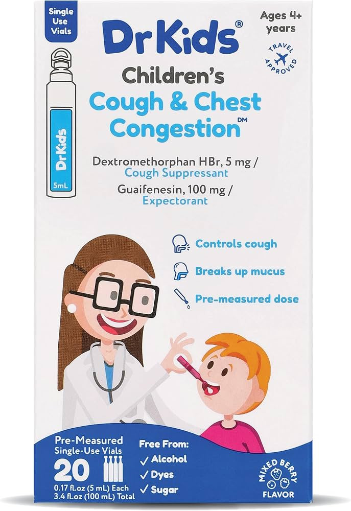 Dr. Kids Children's Cough & Chest Congestion - Non-Drowsy Decongestant for Kids, Cough and Mucus ... | Amazon (US)