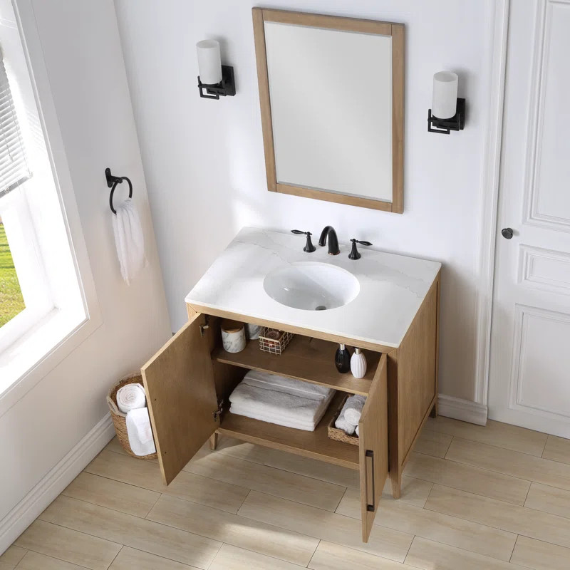 Alsup 36'' Single Bathroom Vanity with Quartz Top | Wayfair North America