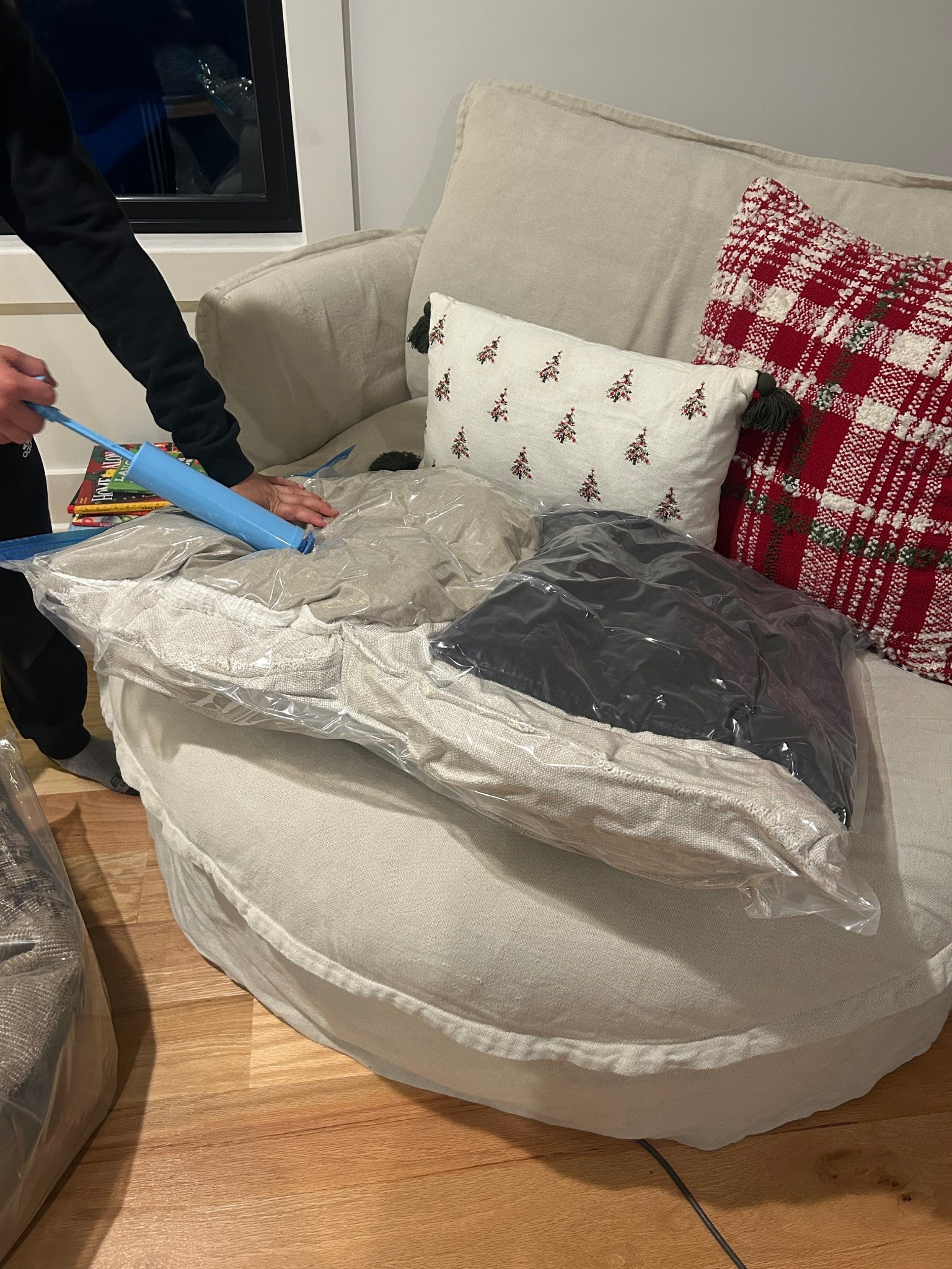 Pillow storage vacuum bags! Obsessed with these, especially at Christmas when I’m swapping out my neutral pillows for Christmas decor. 🎄

#LTKSeasonal #LTKHoliday #LTKHome