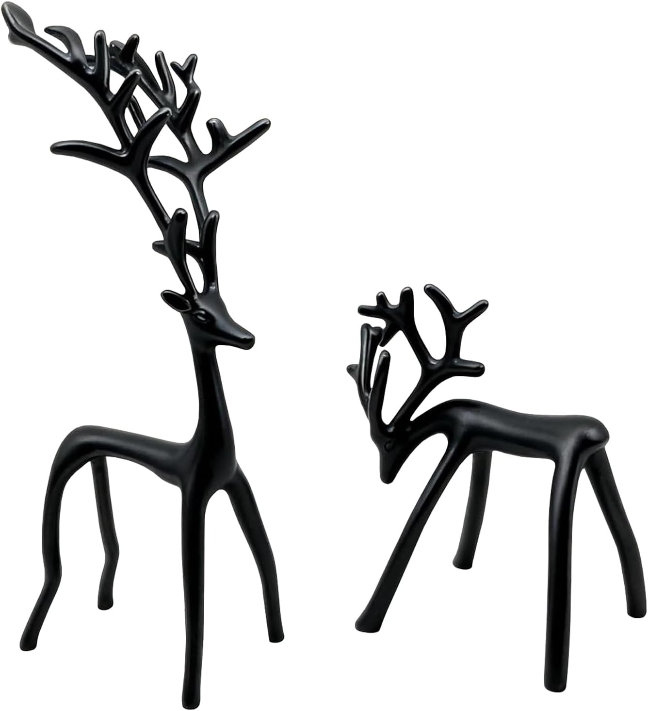 YUNLINGDADA Set of 2 Black Reindeer Christmas Decor, Christmas Decorations, Metal Reindeer Statues, Black Metal C-hristmas R-eindeer Figurine, Ideal for Mantel Living Room Bedroom Office | Amazon (US)