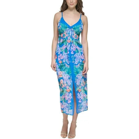 Guess Womens Floral Print Chiffon Maxi Dress | Walmart (US)