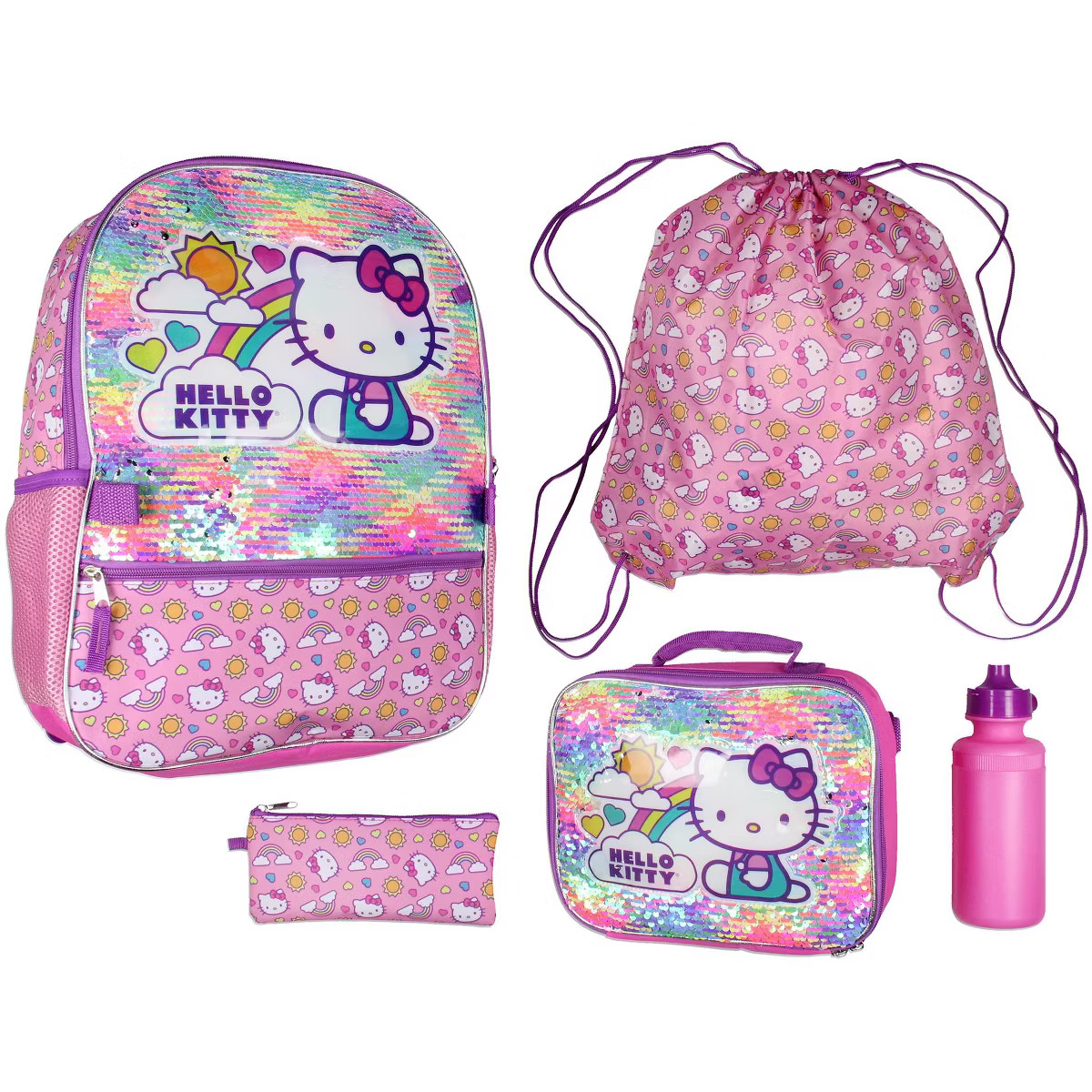 Sanrio Hello Kitty Backpack 5 Piece Set Lunch Bag Cinch Bag Gadget Case Water Bottle | Target