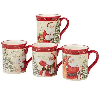 18oz 4pk Holiday Wishes Ceramic Mugs - Certified International | Target