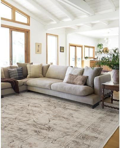 RUGGABLE Washable Vintage Area Rug – Sarrah Hazel 8x10, Stain-Resistant, Non-Slip – Large Mac... | Amazon (US)