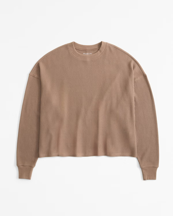 Long-Sleeve Oversized Dolman Waffle Tee | Abercrombie & Fitch (US)