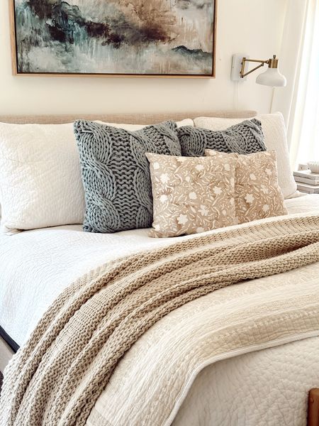 Bed // summer bedding look with blue pillows that are so cozy from Pottery Barn // decorative pillows // Amazon bedding 

#LTKSeasonal #LTKFind #LTKhome