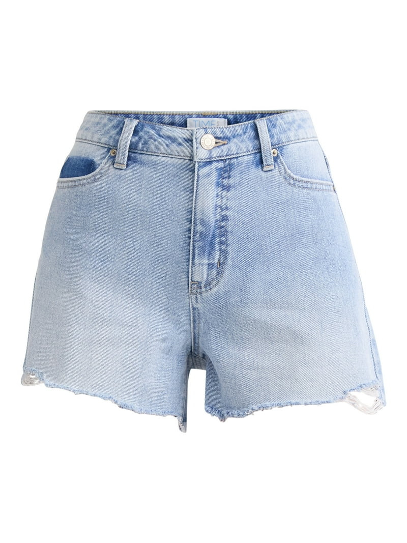 Time and Tru Women's High Rise Denim Short, 4" Inseam, Sizes 2-20 - Walmart.com | Walmart (US)