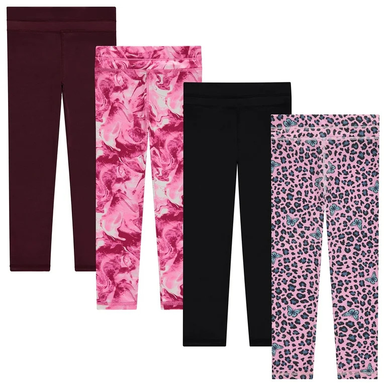 GIRLS 4PK EXERCISE LEGGINGS, MARBL, 4/5 | Walmart (US)