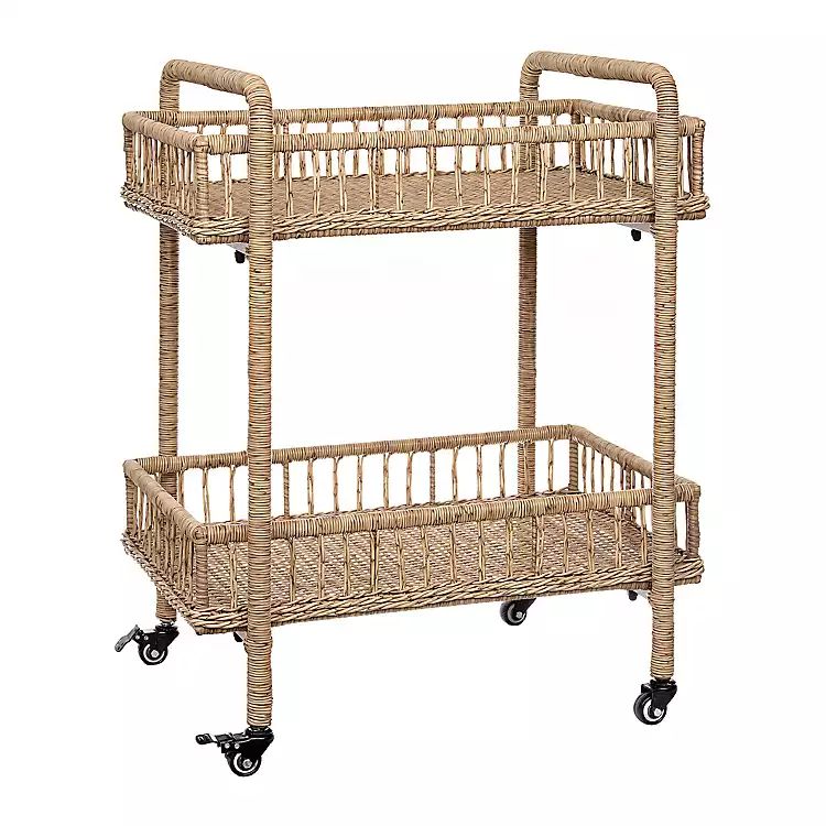 Tulum Natural Wicker Outdoor Bar Cart | Kirkland's Home