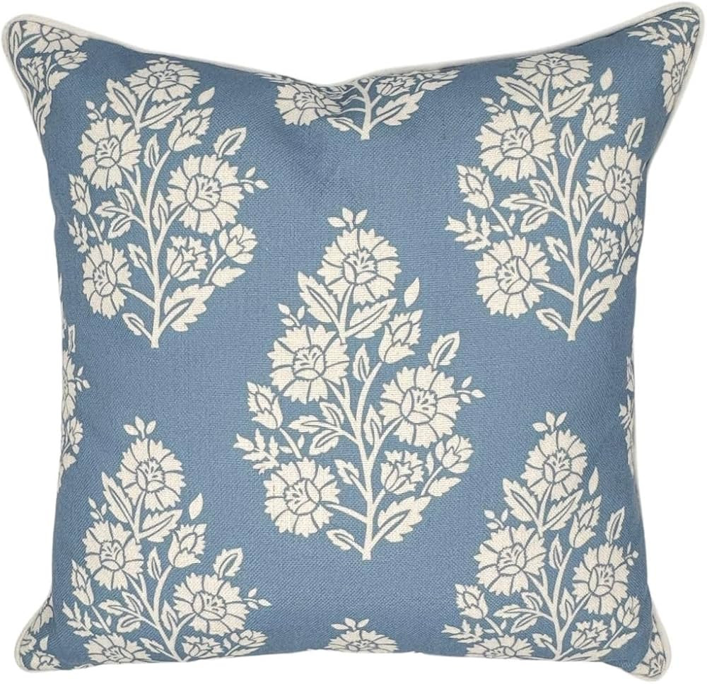 Grandmillennial Pillow Cover 20" x 20" Throw Pillow for Home Hazel Blue White Floral Pillow Cover... | Amazon (US)