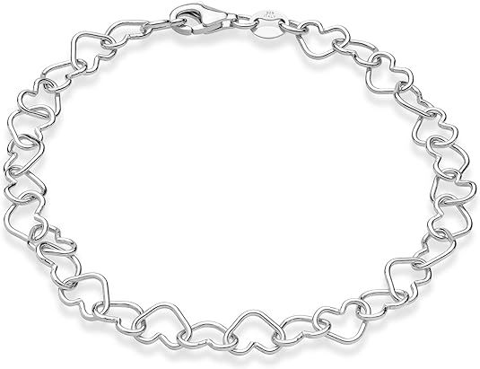 Miabella Sterling Silver Italian 5mm Rolo Heart Link Chain Bracelet for Women Teen Girls, Made in... | Amazon (US)
