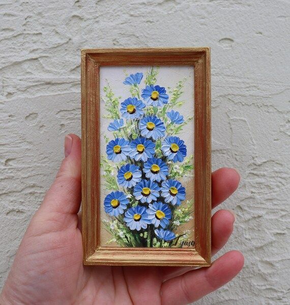 Forget-me-not Small Oil Painting Original Art Floral Miniature | Etsy | Etsy (US)