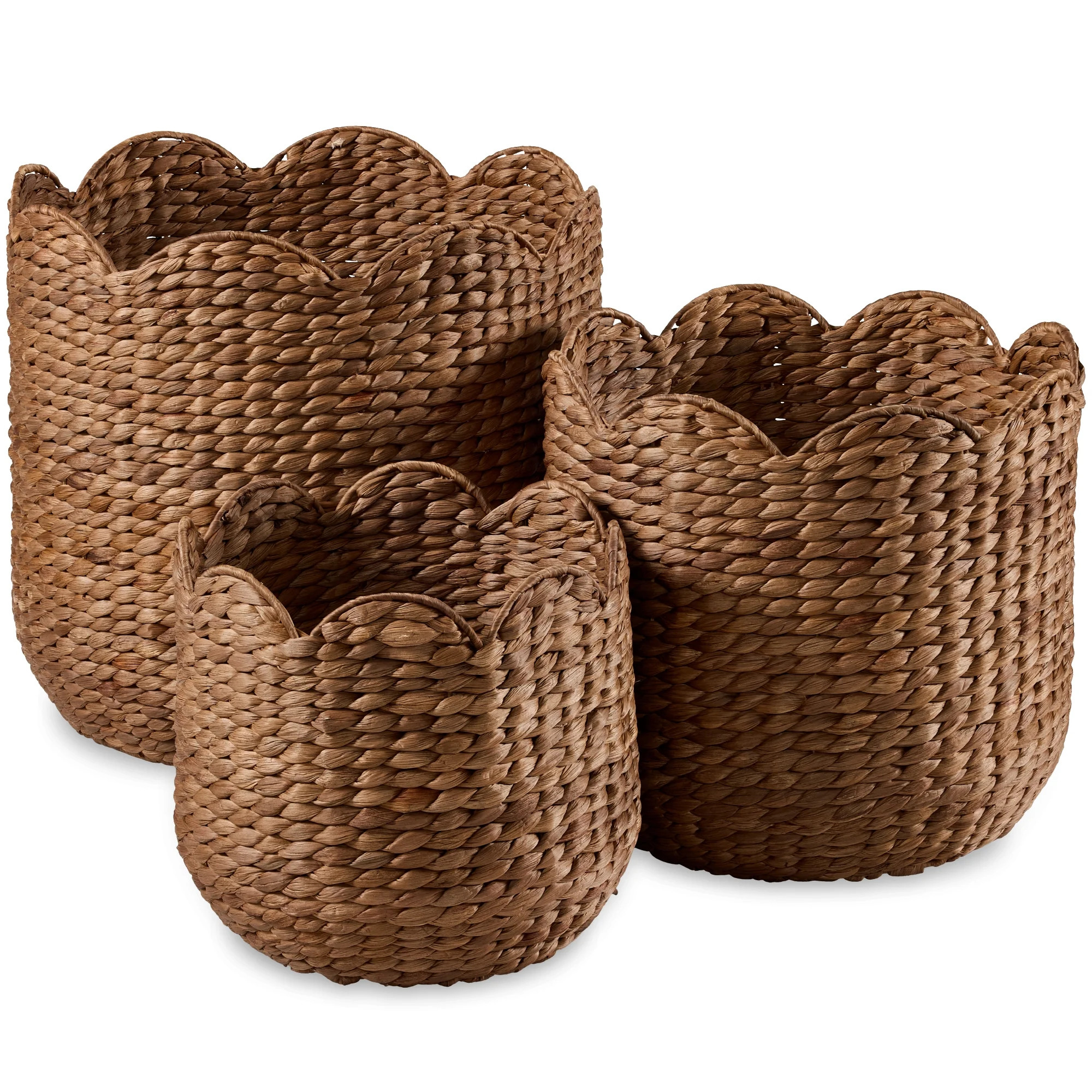 Best Choice Products Scalloped 3PC Water Hyacinth Nesting Baskets- Chestnut | Walmart (US)