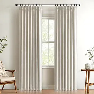 100% Blackout Shield Polyester Pinch Pleated Curtains Blackout, Pleated Drapes with Hooks 96 Inch... | Amazon (US)