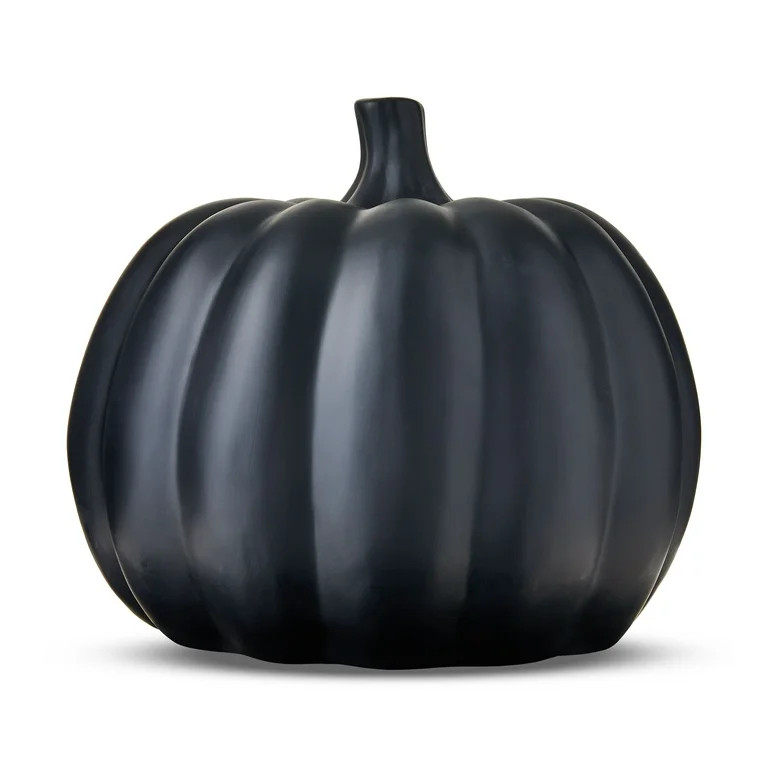 Clay Jack-o'-Lantern Tabletop Fall Halloween Decor, Black, 9", by Way To Celebrate | Walmart (US)