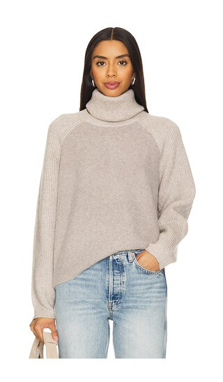 Mckenzie Mixed Media Removable Collar Pullover in Taupe Heather | Revolve Clothing (Global)