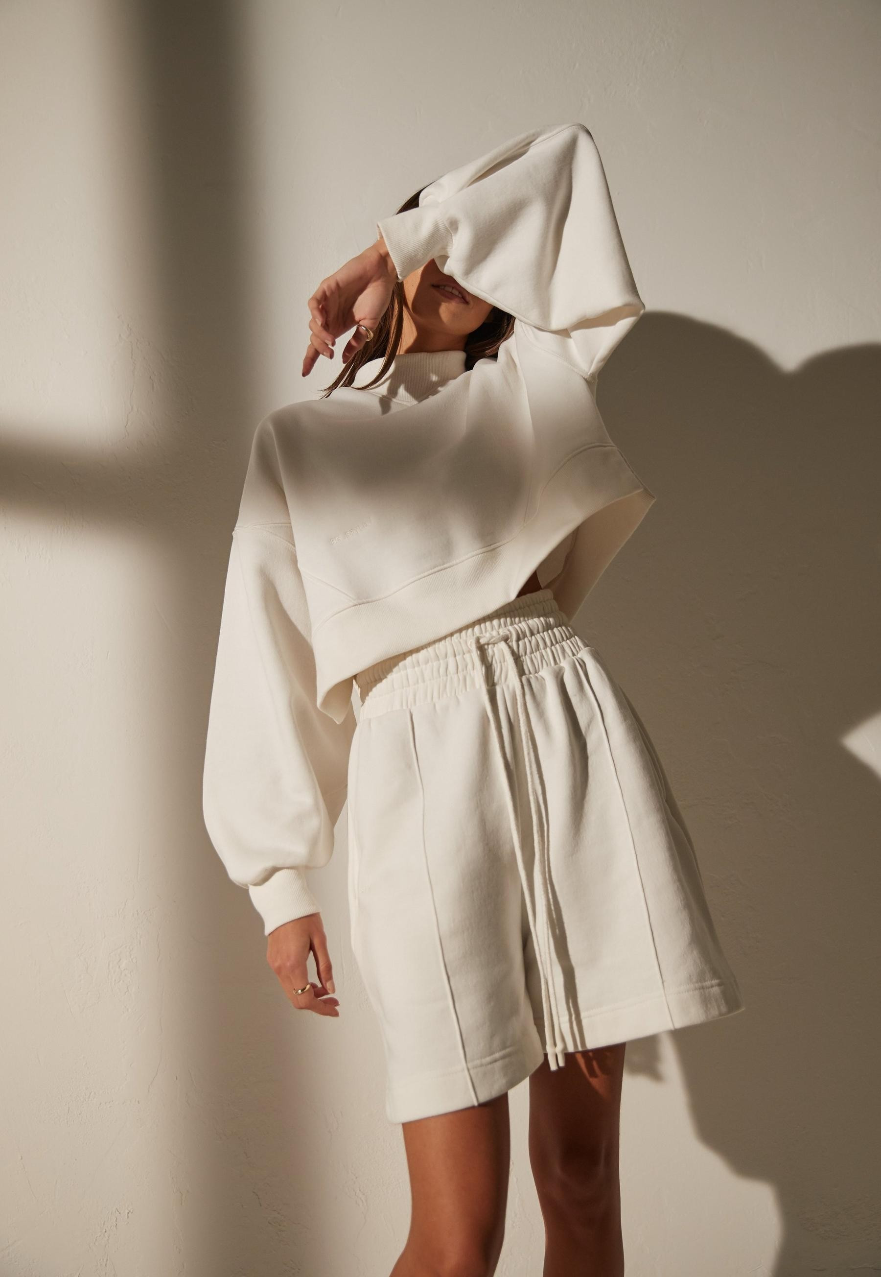 Missguided - Re_Styld White Seam Front Jogger Shorts | Missguided (US & CA)