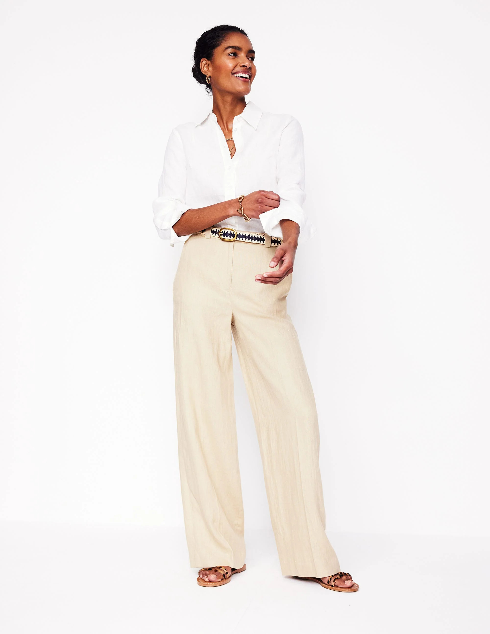 Westbourne Linen Trousers-Oatmeal | Boden UK