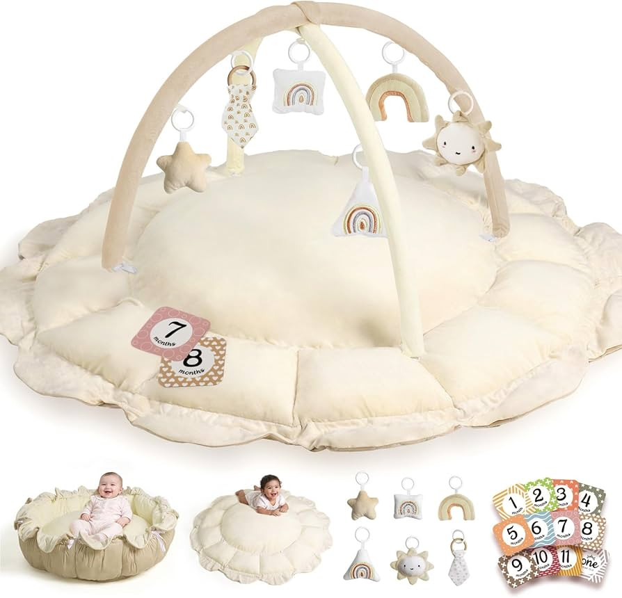 HAM-MM 5-in-1 Convertible Baby Play Gym with 6 Toys, Tummy Time Mat for Sensory Development, Baby... | Amazon (US)