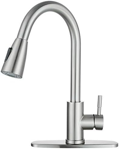 WOWOW Kitchen Faucet with Sprayer, Kitchen Sink Faucet, SUS 304 Stainless Steel, High Arc Single ... | Amazon (US)