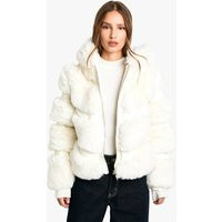 Womens Faux Fur Hooded Jacket - White - 10 | boohoo (US & Canada)