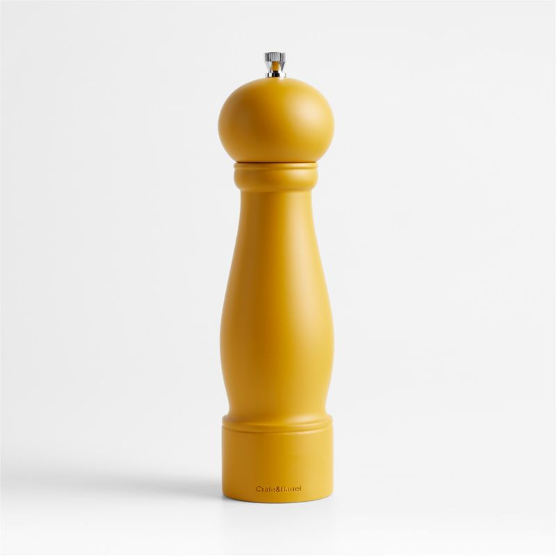 Marin Saffron Yellow Wood Pepper Mill + Reviews | Crate & Barrel | Crate & Barrel