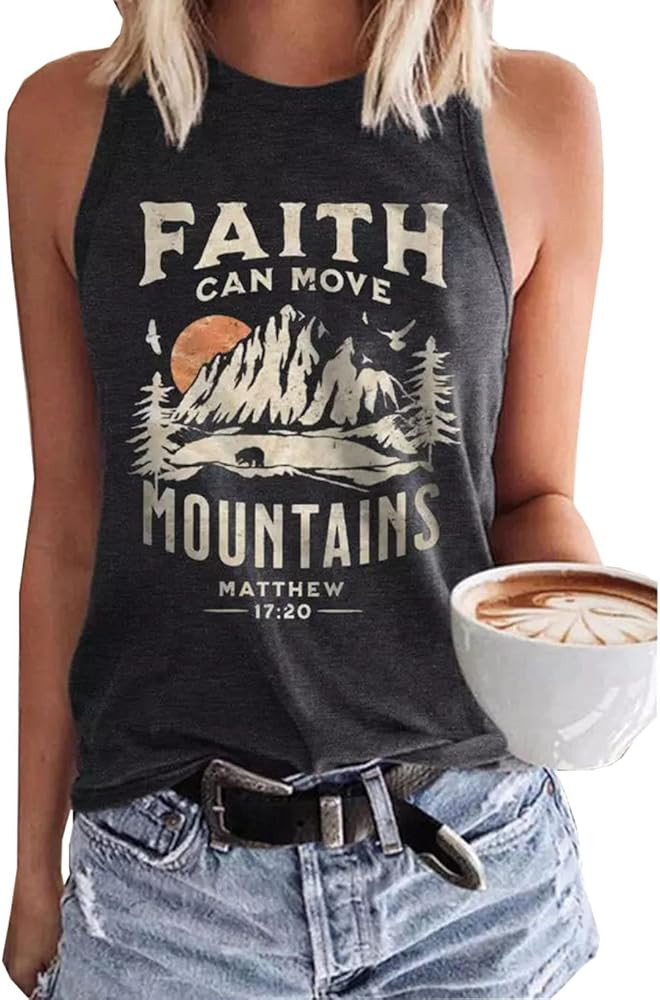 Faith Can Move Mountains Matthew Tank Tops Women Outdoor Hiking Shirt Tops Adventure Sleeveless C... | Amazon (US)