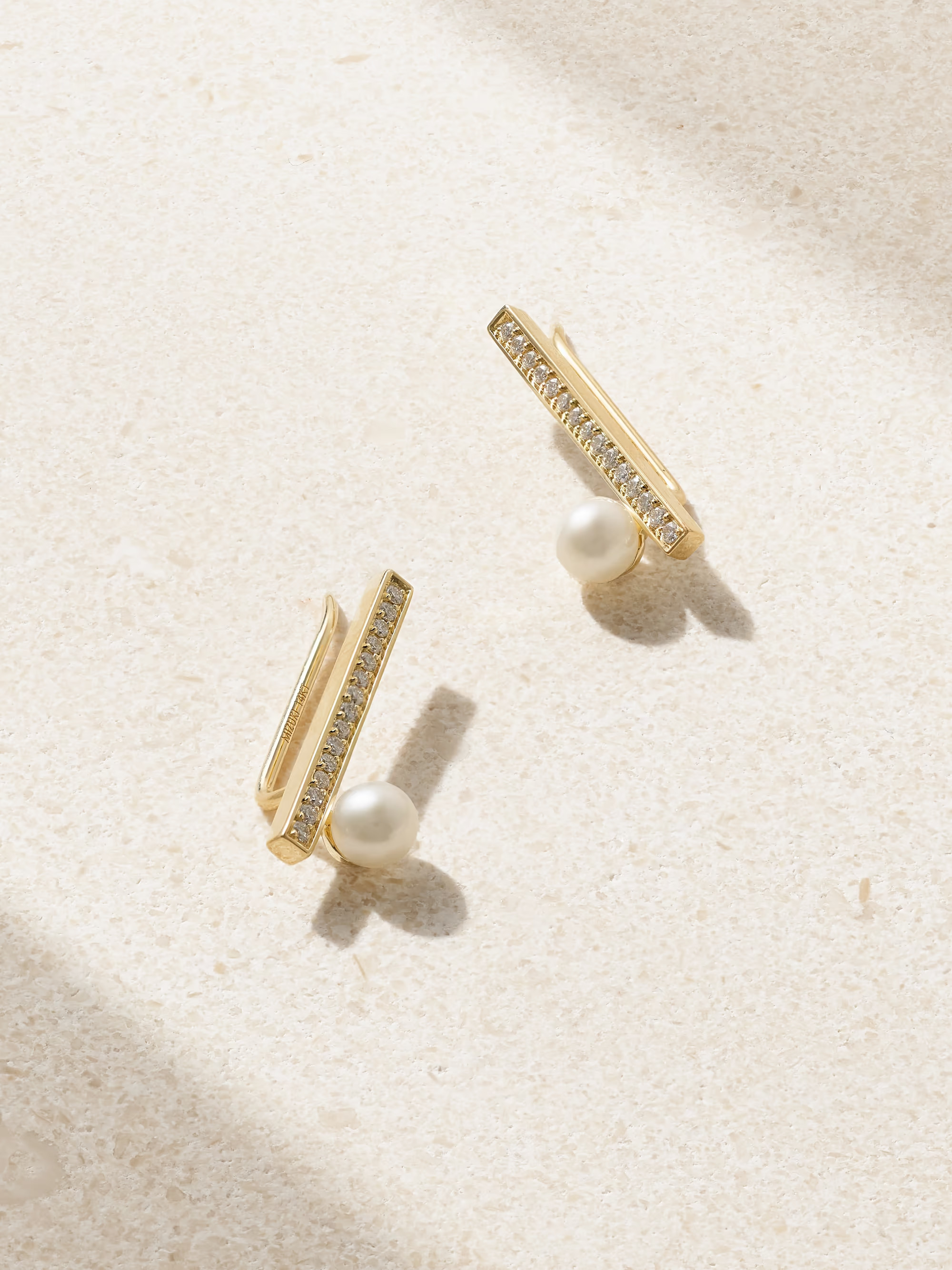 14-karat gold, diamond and pearl earrings | NET-A-PORTER (US)
