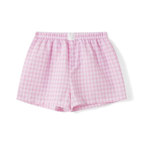 Womens Boxer Shorts Gingham Y2k Pajama Cute Plaid Striped Print Lounge Sleep Shorts Pink M | Amazon (US)