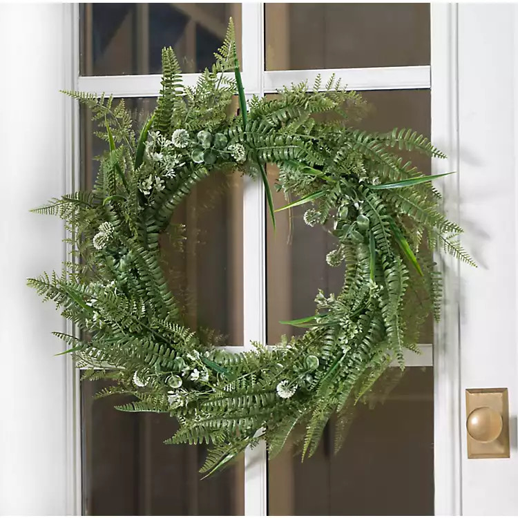 New! UV Protected Fern Wreath | Kirklands