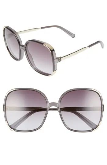 Women's Chloe Myrte 61Mm Gradient Lens Square Sunglasses - Dark Grey | Nordstrom