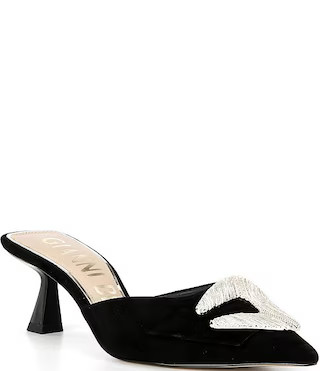 Wendella Suede Buckle Ornament Dress Mules | Dillard's
