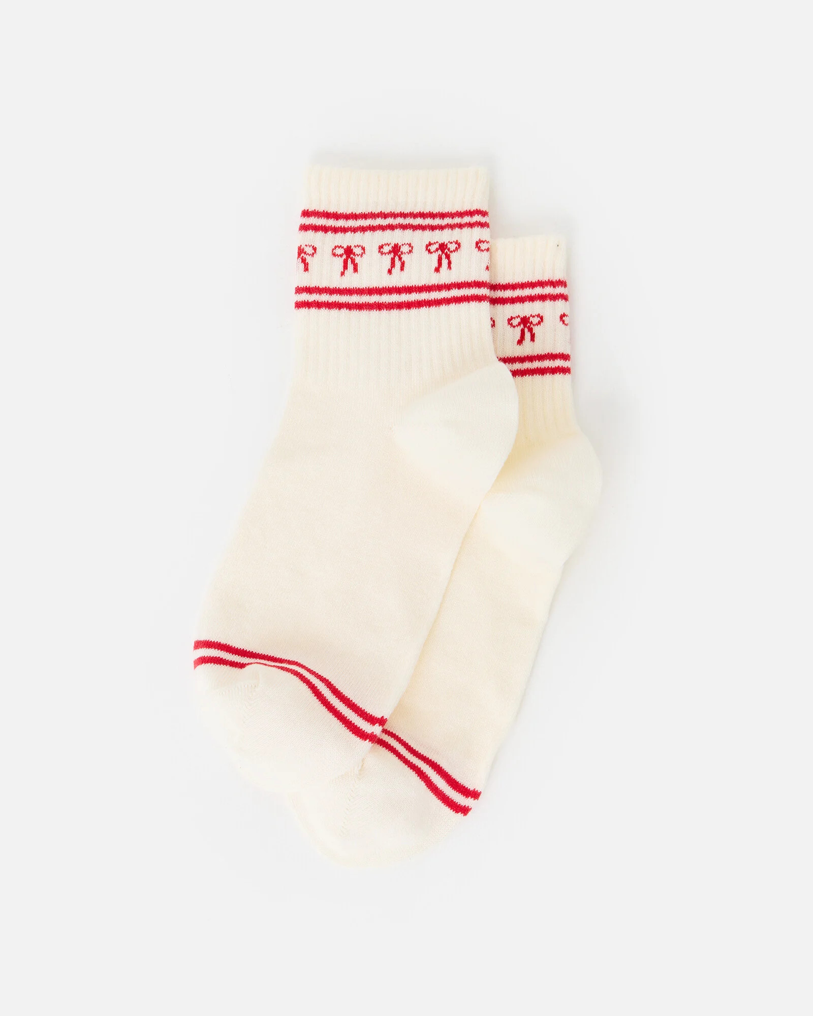 Cream & Red Bow Sporty Ankle Socks | Oliver Bonas | Oliver Bonas (Global)