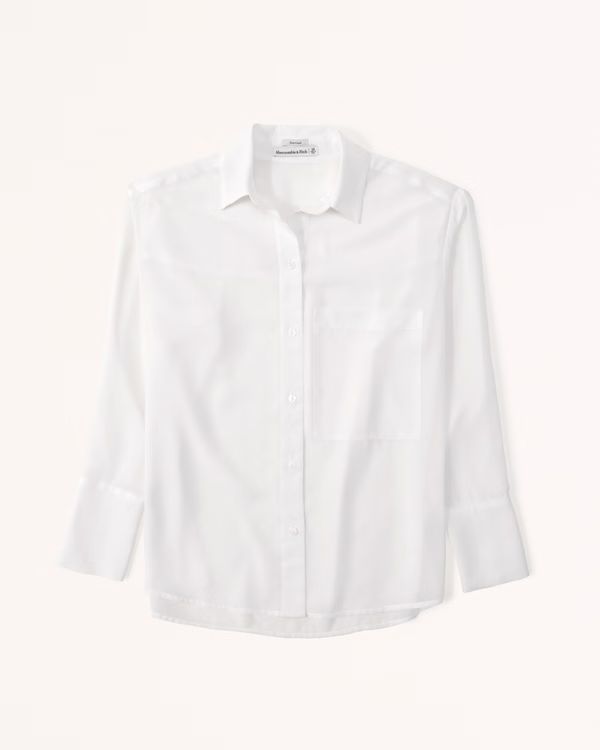 Long-Sleeve Sheer Button-Up Shirt | Abercrombie & Fitch (US)