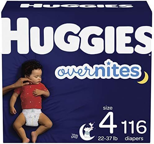 Nighttime Baby Diapers Size 4, 116 Ct, Huggies Overnites | Amazon (US)
