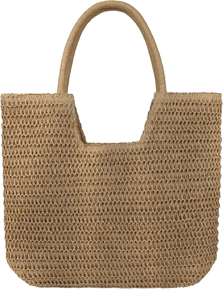 Straw Beach Bags for Women Large Beach Tote Bag Woven Shoulder Handbag Purse for Summer | Amazon (CA)