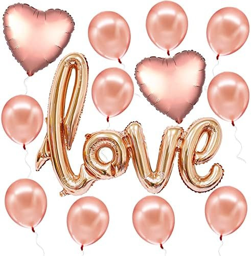Big, Rose Gold Love Balloon Letters - 36 Inch | Rose Gold Heart Balloons, Valentines Balloons | L... | Amazon (US)
