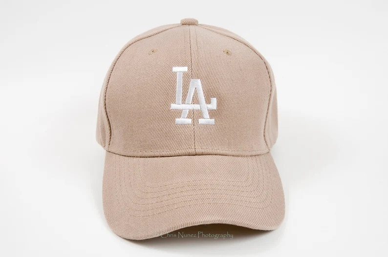 Embroidered Baseball Hat Cap, Unisex, Adult size, made in USA, LA initials, tan, khaki, navy blue | Etsy (US)
