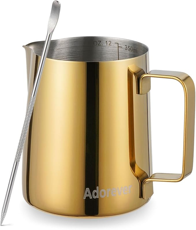 Milk Frothing Pitcher, 350ml (12oz) Steaming Pitchers Stainless Steel Milk Coffee Cappuccino Latt... | Amazon (US)