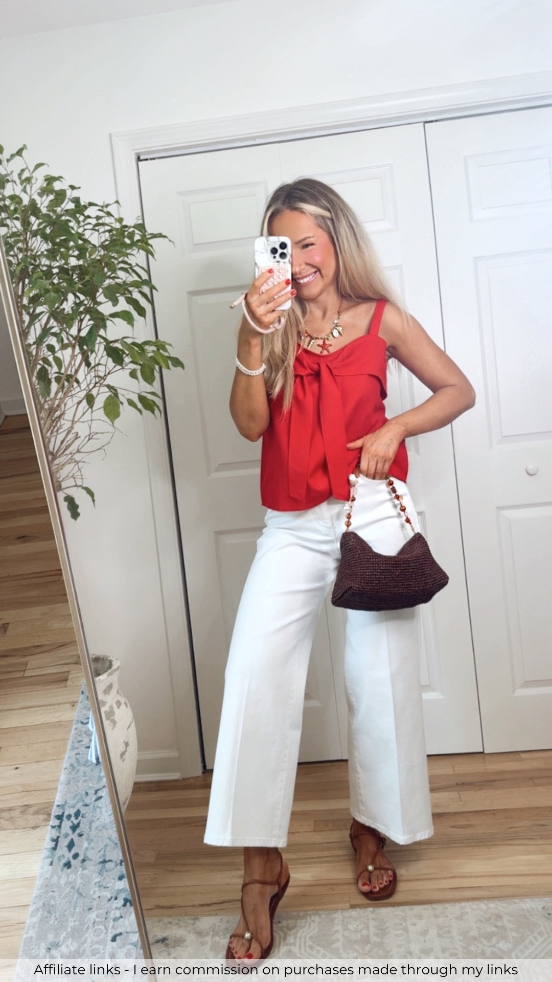 Affiliate links - I earn commission on purchases made through my links | Fourth of July outfit, Amazon top, white jeans, casual outfit
