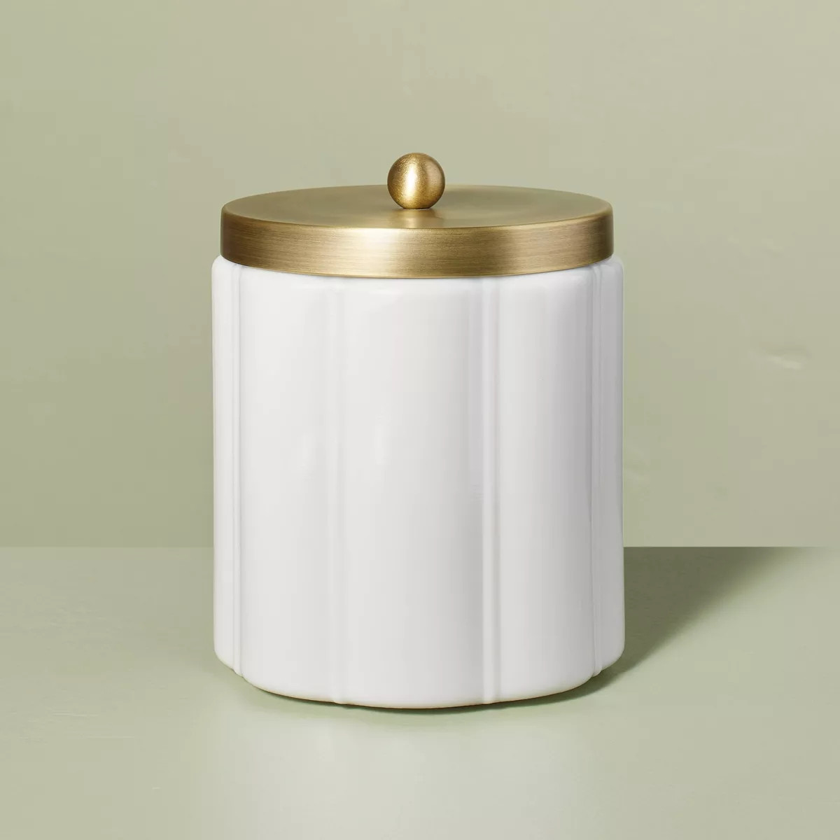 Large Milk Glass Bath Canister with Metal Lid Brass Finish - Hearth & Hand™ with Magnolia: Farm... | Target