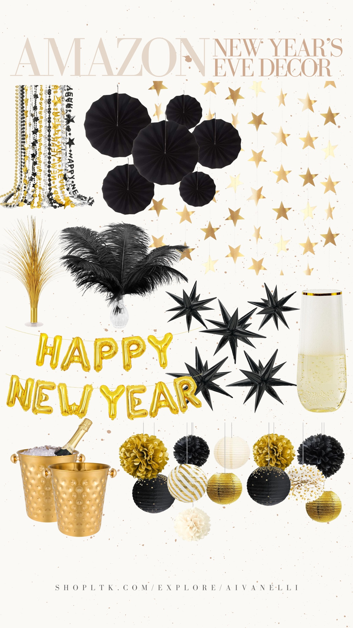 Amazon New Year’s Eve party decor

New Year’s Eve party decorations
Gold and black balloon arch
Champagne theme table decor
Disco ball party accents
Metallic fringe backdrop
LED marquee numbers 2026
Confetti party poppers
Midnight countdown wall sign
Sparkly table runners
Festive bar cart styling

#LTKHoliday #LTKHome #LTKSeasonal