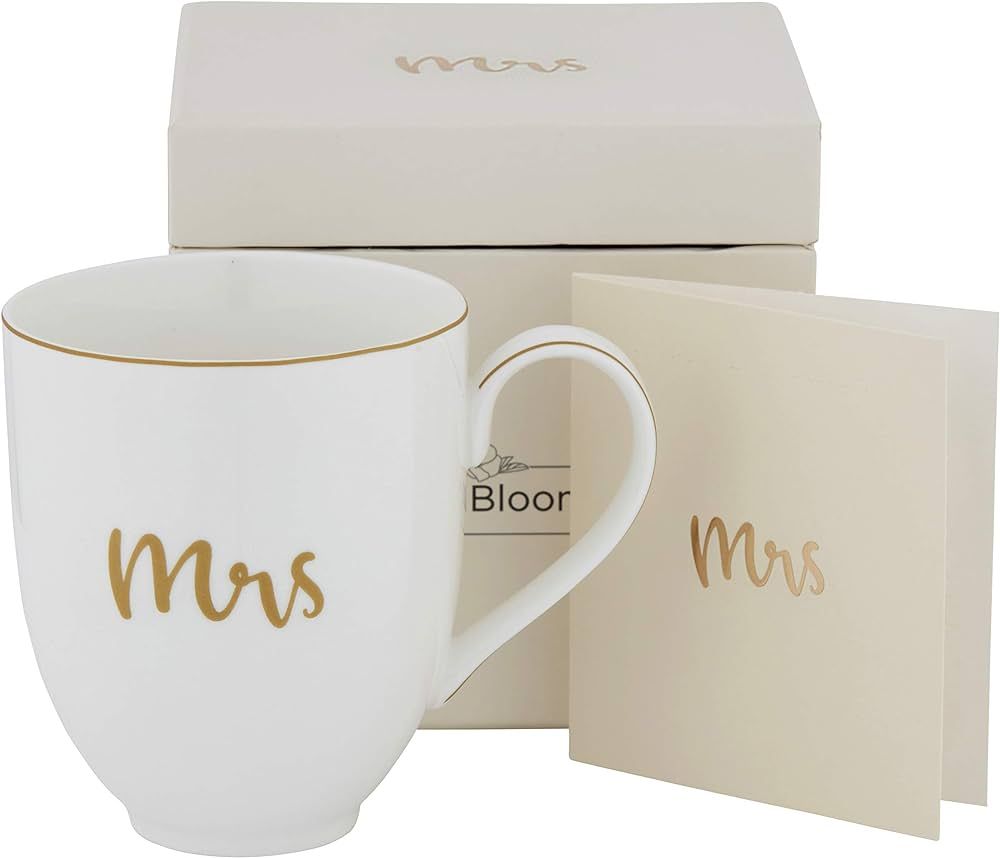 "Mrs" Coffee Mug Tea Cup, Engagement Gifts for Women, Bride to be Gifts for Her, Gift Boxed Bride... | Amazon (US)