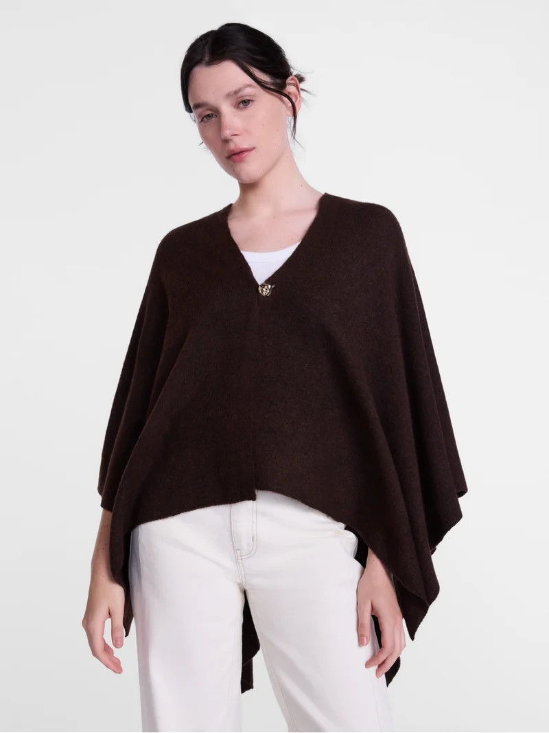 Scenario Women's Button Front Ruana, Mid-weight, Sizes S-XL | Walmart (US)