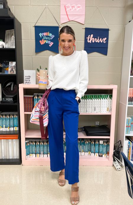 A colorful pant is the best way to roll! Happy Wednesday! 

Rainbow teacher style coming at you today! 

#LTKworkwear #LTKunder50 #LTKunder100
