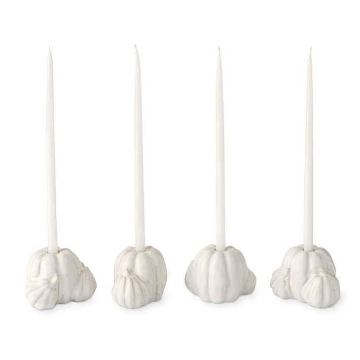 Sculptural Pumpkin Tiny Taper Holders, Set of 4 | Williams-Sonoma