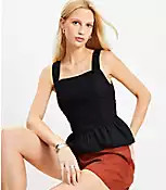 Poplin Smocked Peplum Tank Top | LOFT