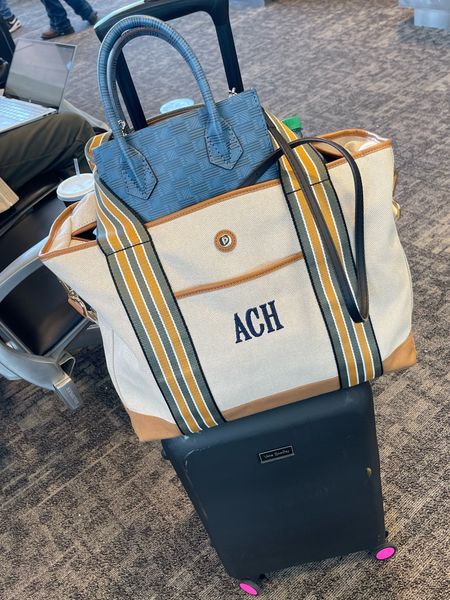 Monogrammed canvas tote for travel, work or diaper bag 
Super durable and chic with a zipper and lots of pockets 
Paravel travel, Moreau top handle purse,
Hardside spinner luggagee


#LTKitbag #LTKtravel